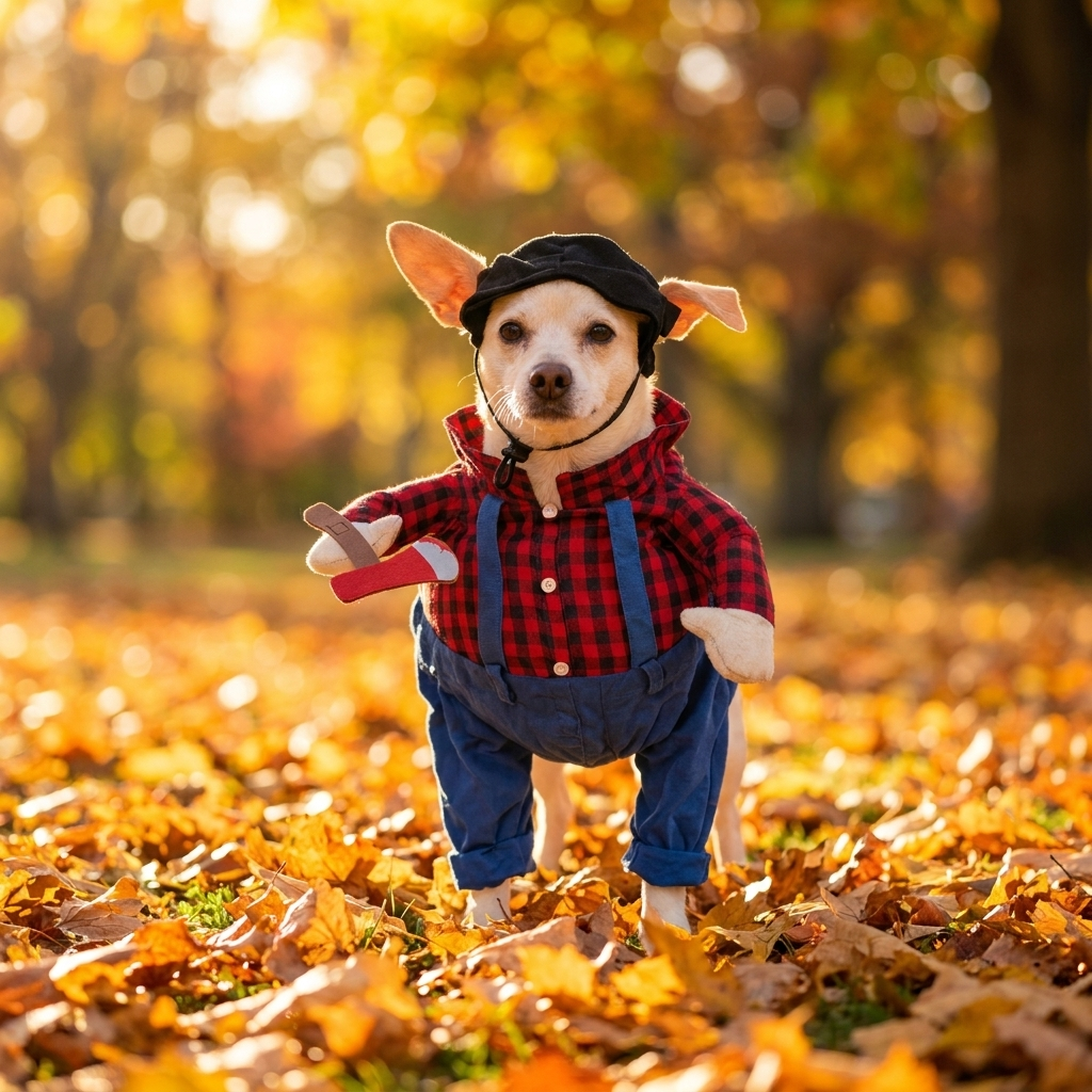Lumberjack Suit - autumn park with golden leaves